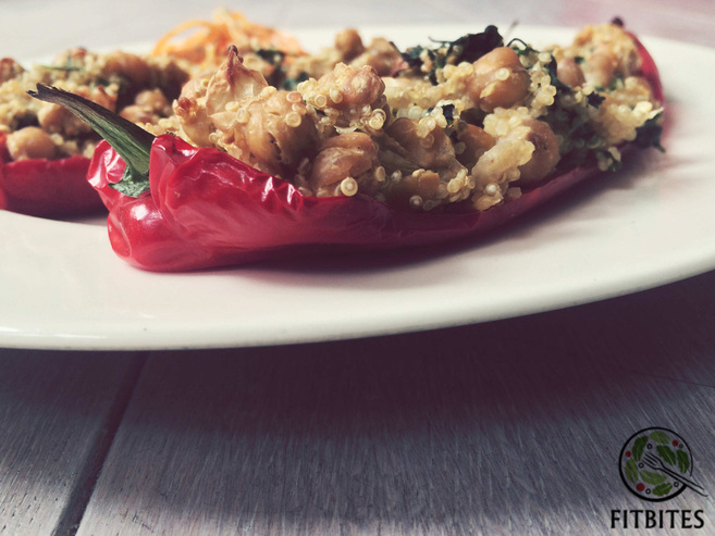 quinoa garbanzo chick peas stuffed sweet pointed peppers